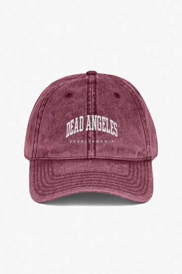 Dead Angeles Acid Wash Cap With Deadlyfornia Embroidery Red Color