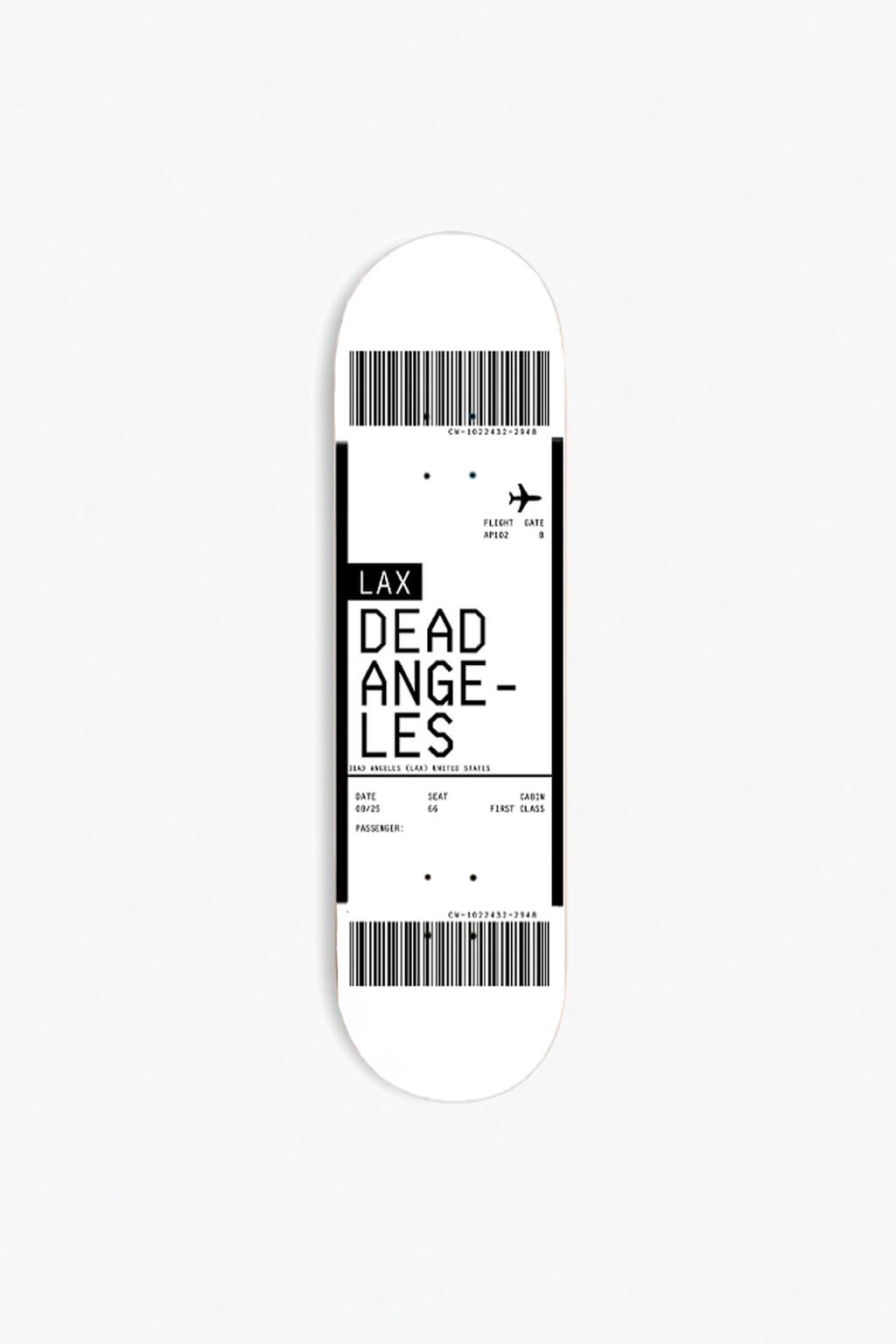 Boarding pass airplane ticket Dead Angeles skateboard deck