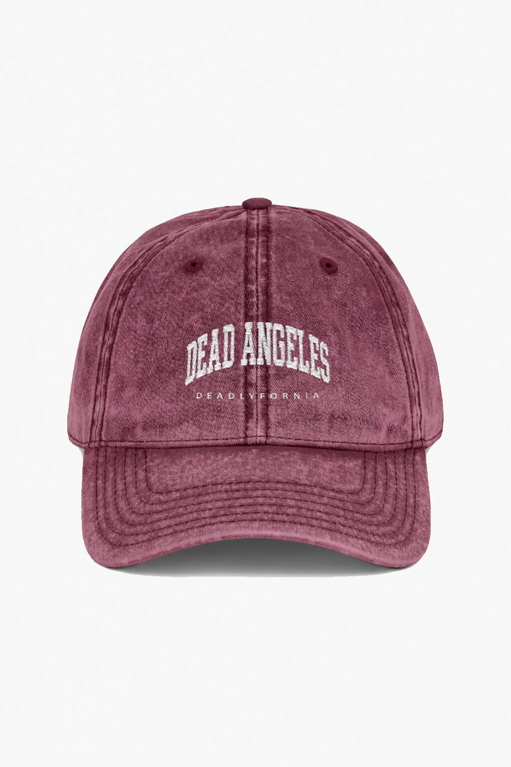 Dead Angeles Acid Wash Cap With Deadlyfornia Embroidery Red Color