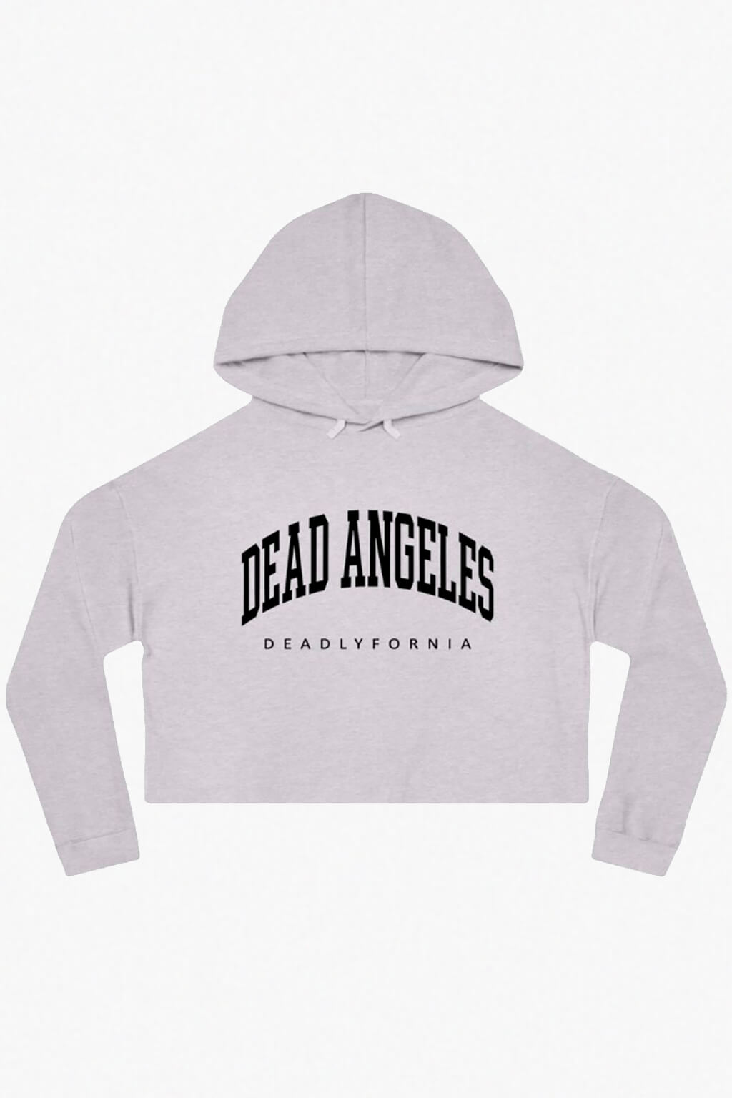 Dead Angeles Deadlyfornia Los Angeles Print Crop Hoodie Soft Gray