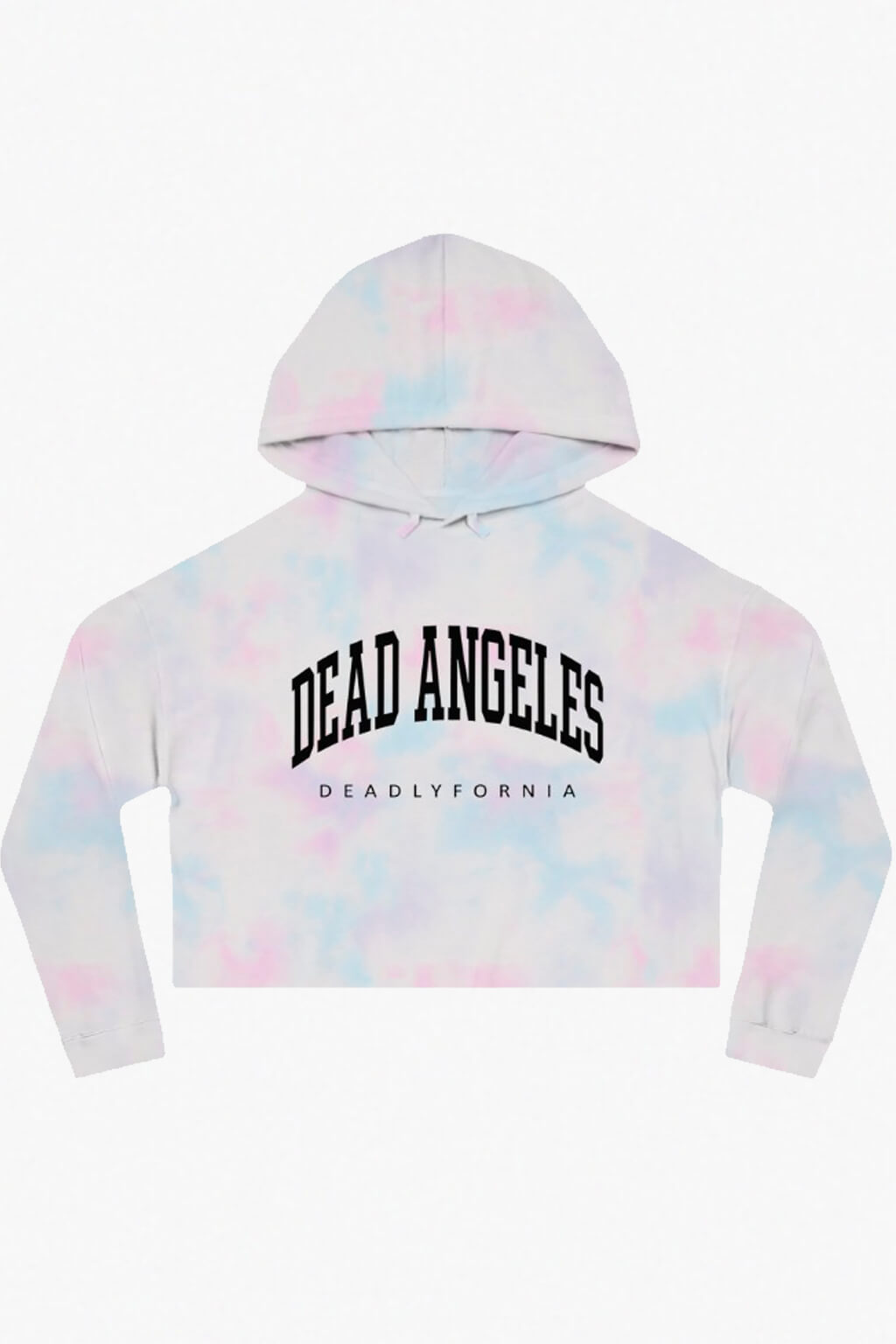 Dead Angeles Deadlyfornia Los Angeles Print Crop Hoodie Tie Dye