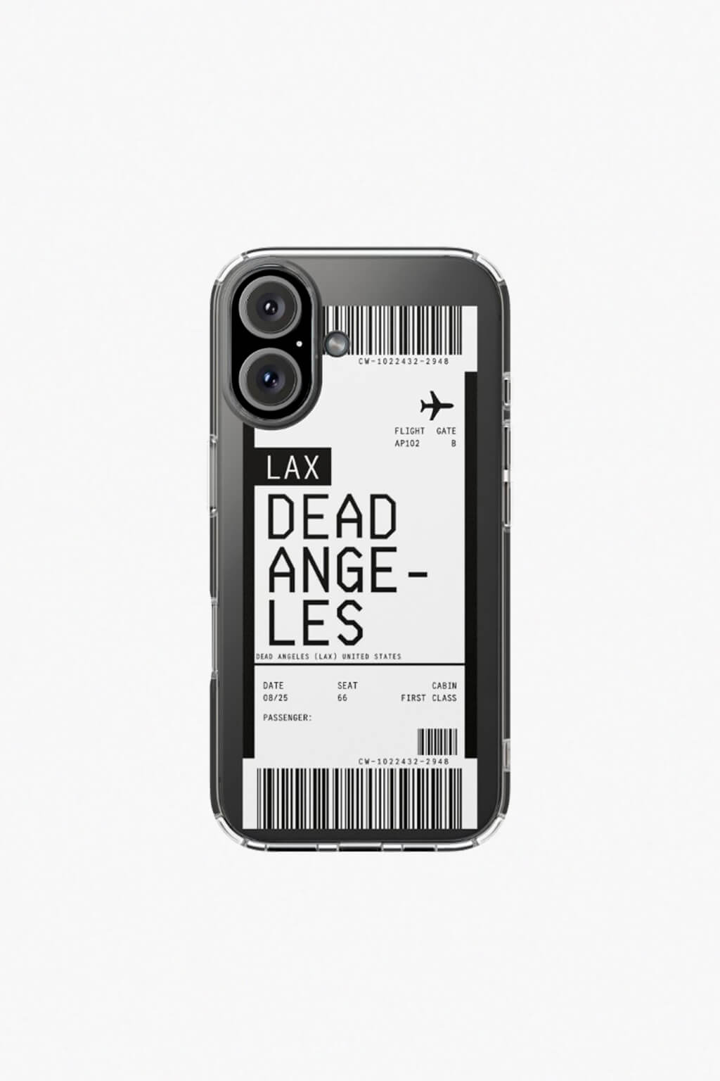 iPhone case Dead Angeles boarding pass graphic air ticket transparent plastic aesthetic iphone cover