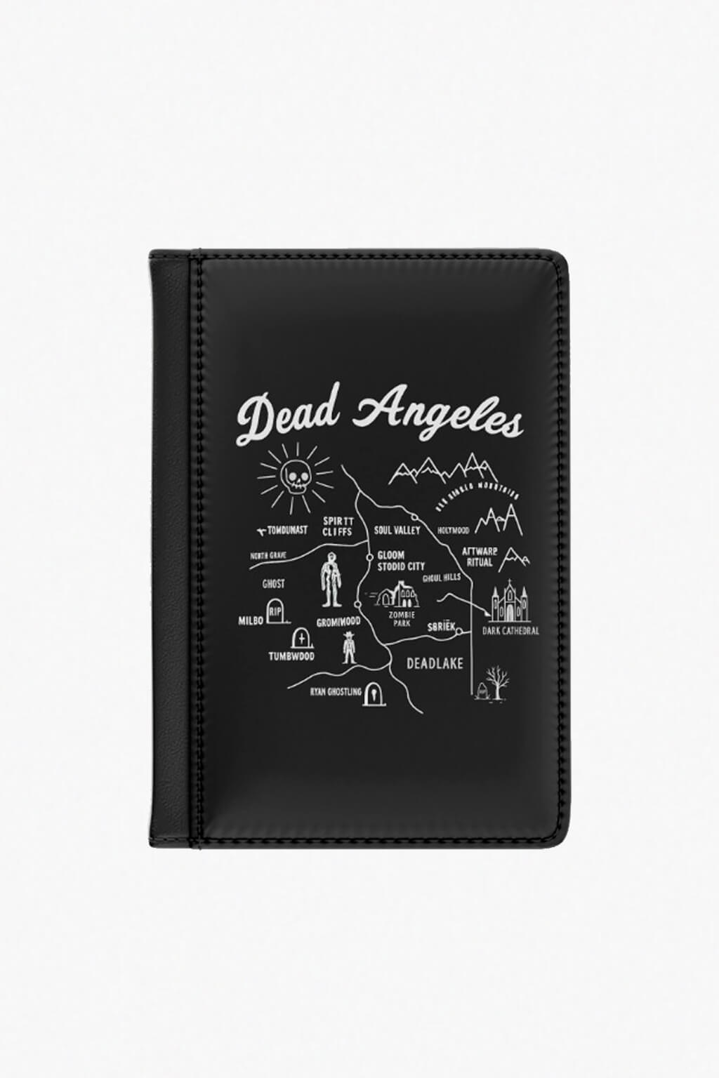Dead angeles city map dark western print passport cover black