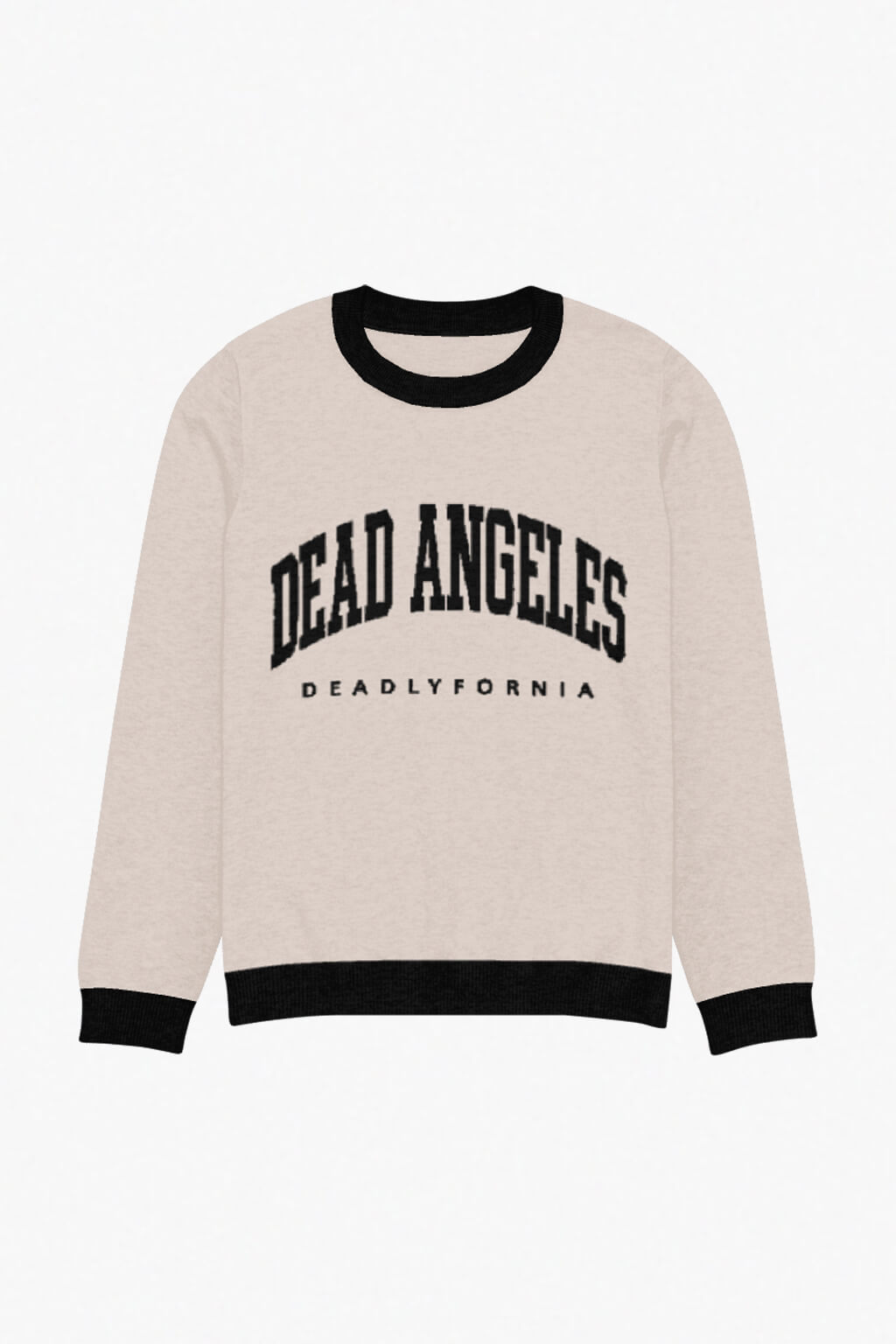 Dead Angeles Deadlyfornia jacquard sweater with gothic western knit design black with beige