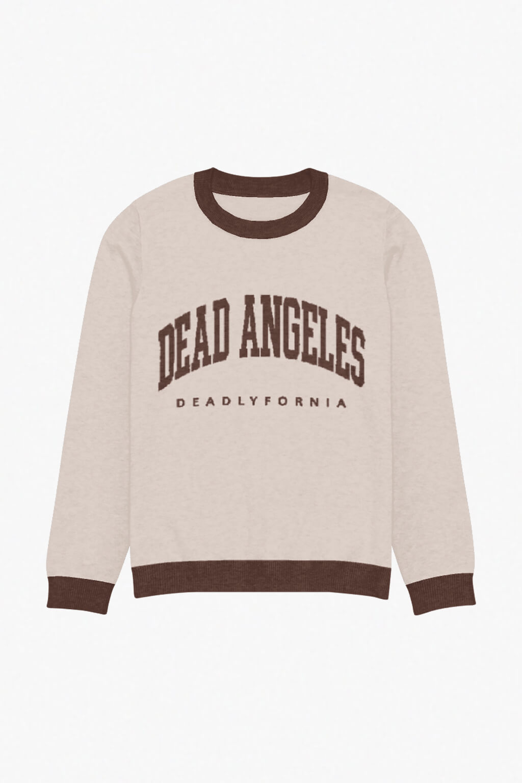 Dead Angeles Deadlyfornia jacquard sweater with gothic western knit design black with beige