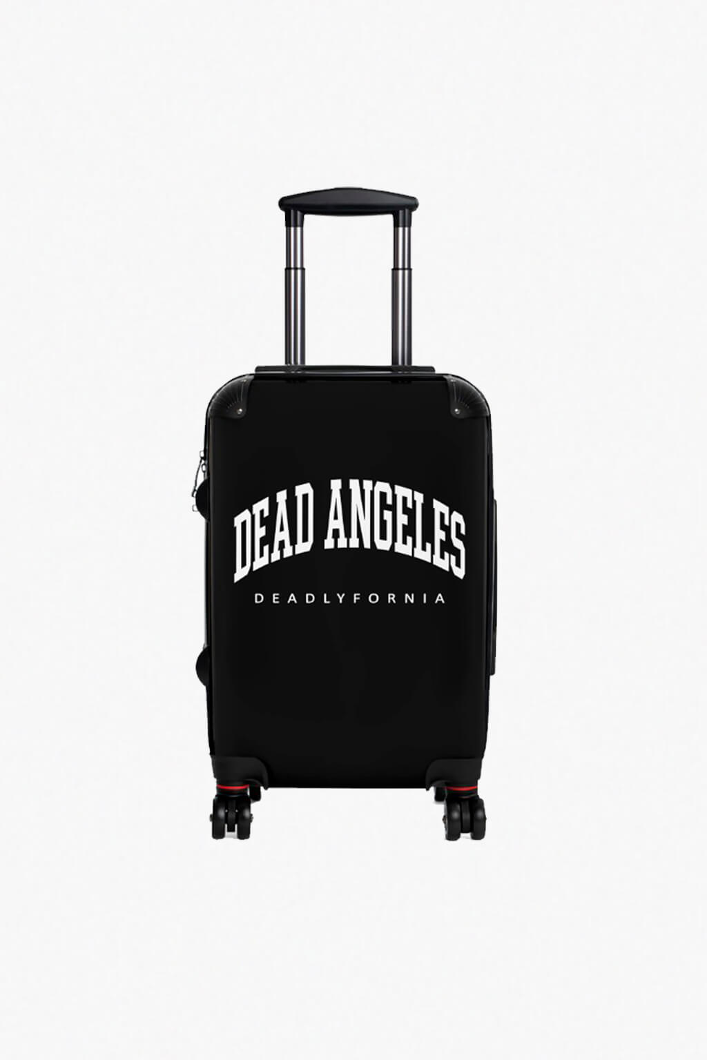 Dead angeles deadlyfornia logo text print, gothic cowboy travel suitcase black, Los angeles vibes