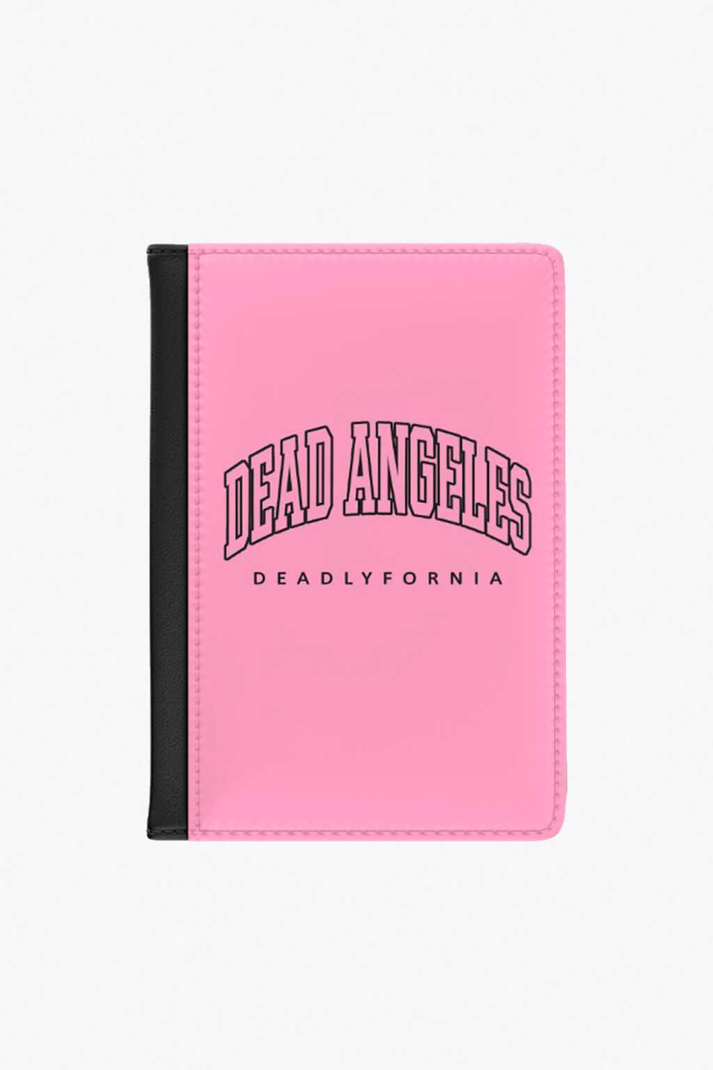 Dead angeles deadlyfornia logo print, gothic western passport cover pink