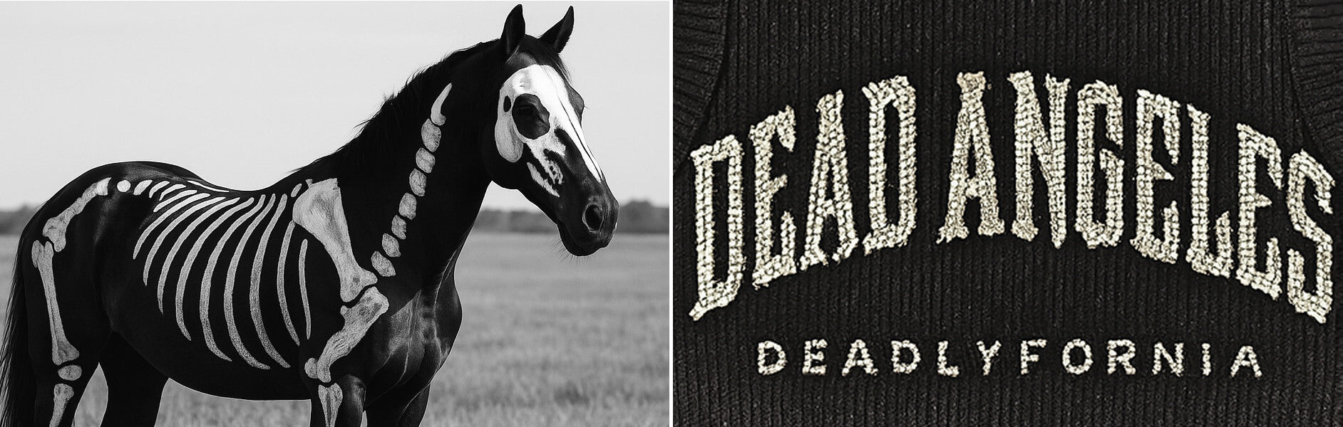 Black rib racer tank top with 'Dead Angeles Deadlyfornia' text in silver rhinestones on a ribbed texture backgroundslider_item_XFTmyz