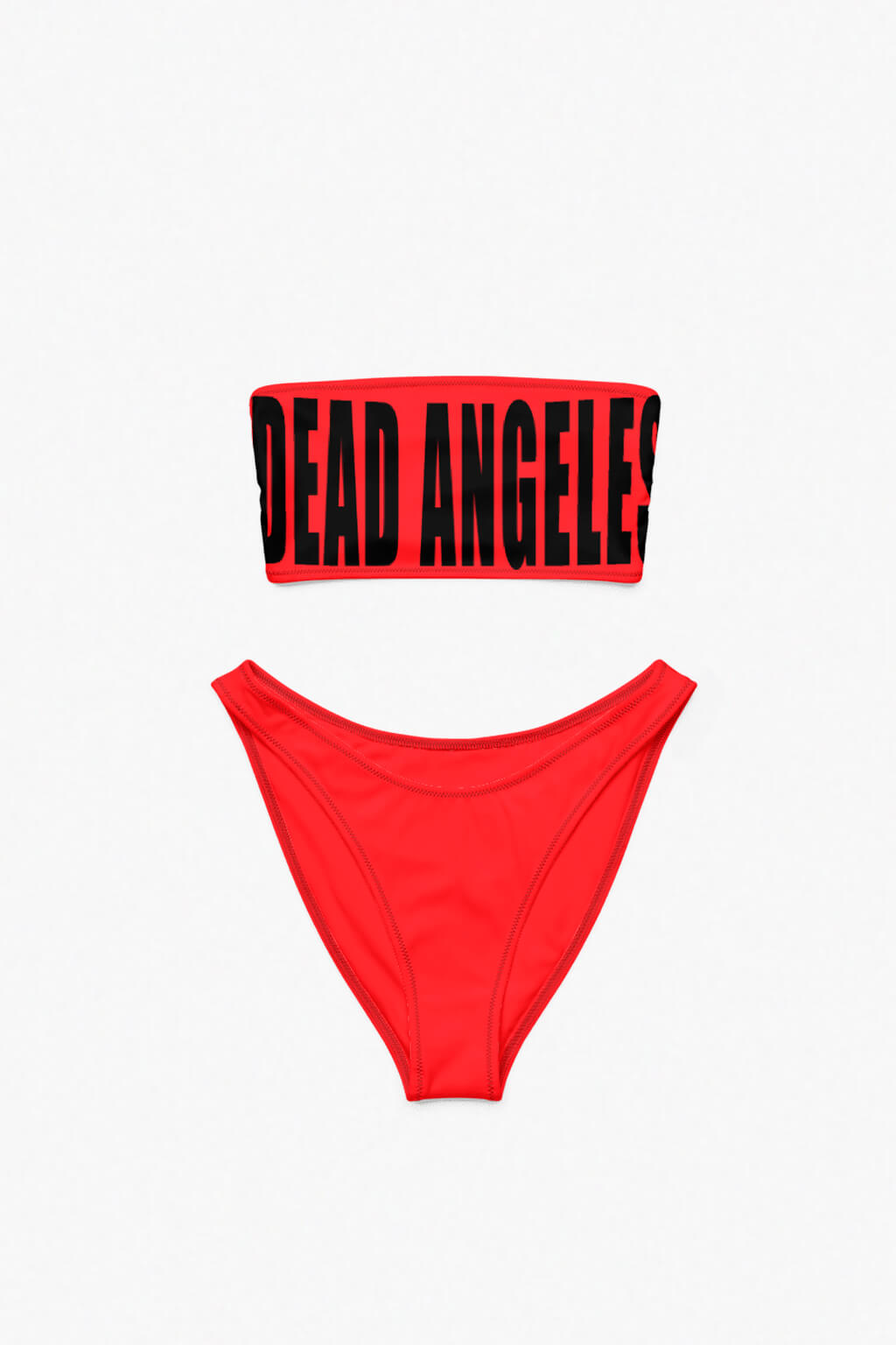 Dead Angeles print aesthetic bandeau bikini black front