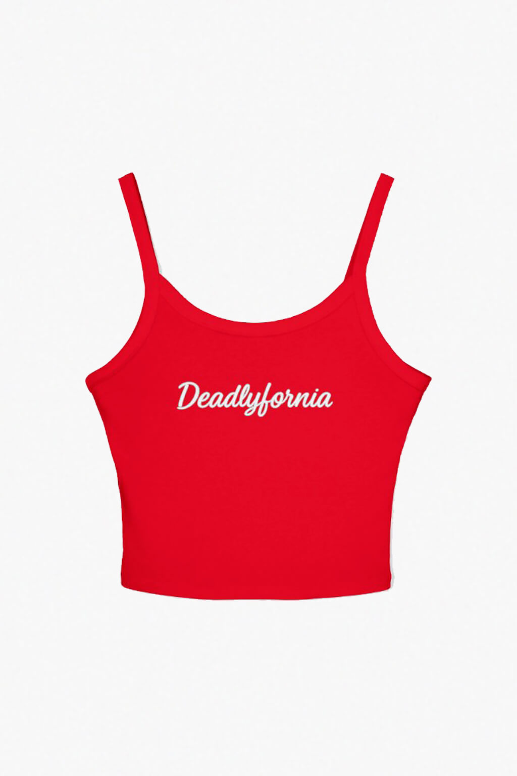 Deadlyfornia embroidery ribbed aesthetic crop top, navy blue color tank top