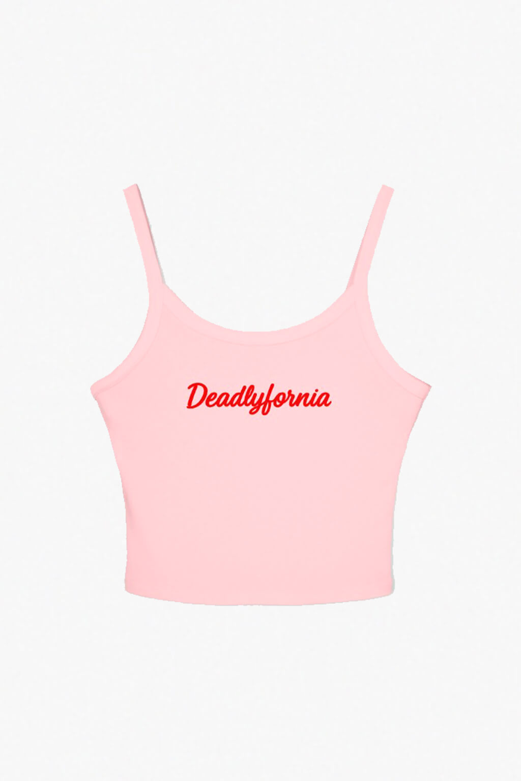 Deadlyfornia embroidery ribbed aesthetic crop top, pink color tank top