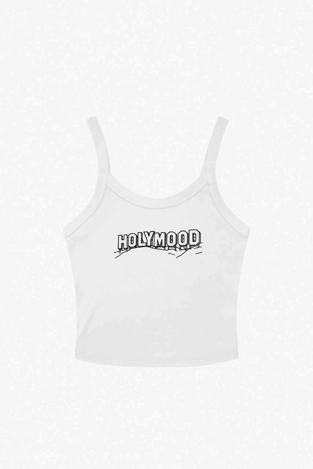 Holymood print text ribbed graphic crop top white by Dead Angeles