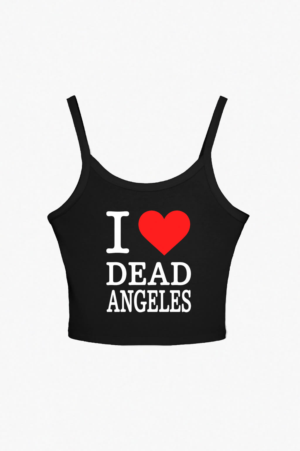 I love dead angeles logo camis aesthetic white cotton crop top with black font & red heart
