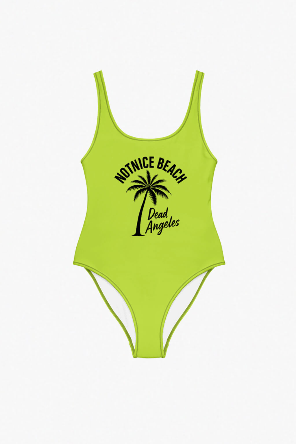 Notnice beach palm tree print logo Dead Angeles one piece swimsuit yellow