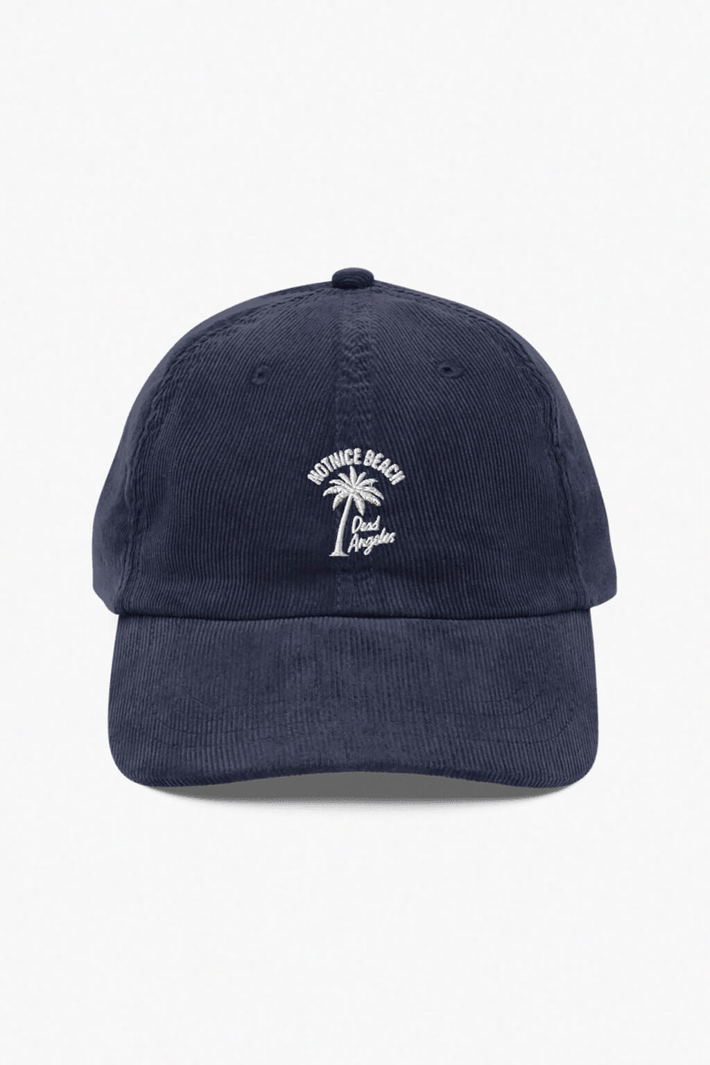 Not nice beach - venice beach style embroidery palm cap. Blue corduroy dad cap by dead angeles